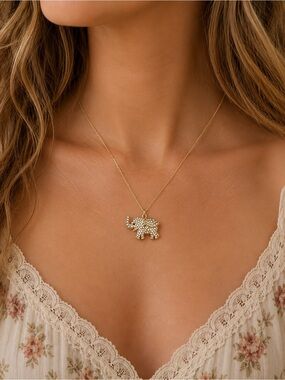 Gold Tone Rhinestone Flying Elephant Pendant Charm Vintage Style